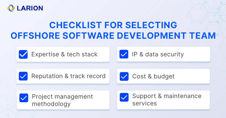 Checklist for selecting offshore software development team