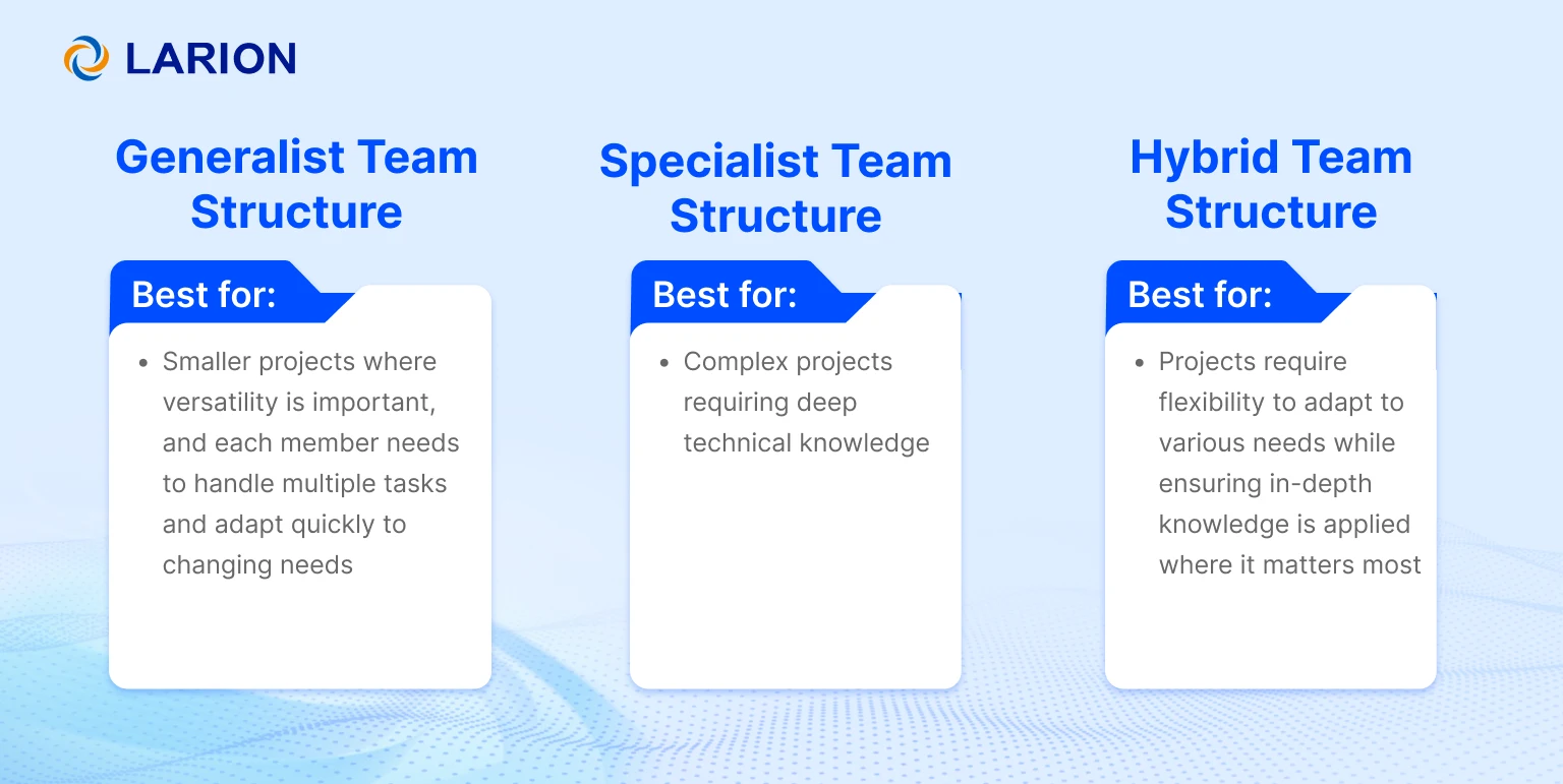 Comparison between software development team structures